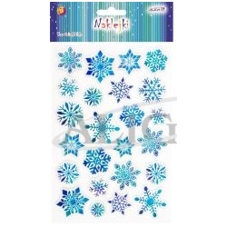 Naklejki świąteczne wypukłe blister 10x15cm NKX-7179 ŚNIEŻYNKA